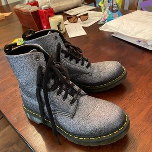 Women’s size 8 silver glitter doc martens.